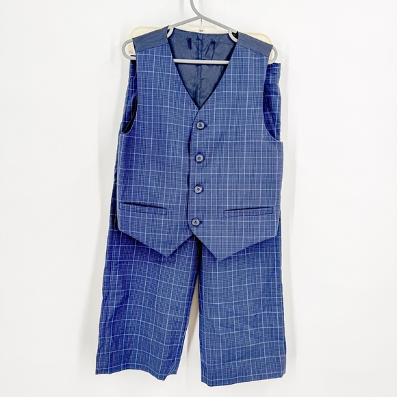Janie and Jack Blue Plaid Vest Set - Picture 1 of 8